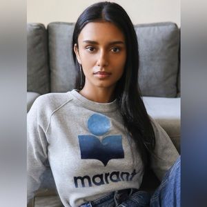 Isabel Marant Etoile “Milly Sweatshirt” with an ombré logo on cozy fleece.